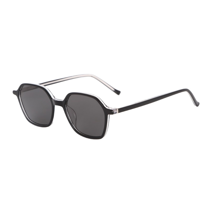 Vintage Photochromic Gradient Full Rim Sunglasses High Quality Hexagon Acetate Custom Logo UV Protection Lightweight Durable