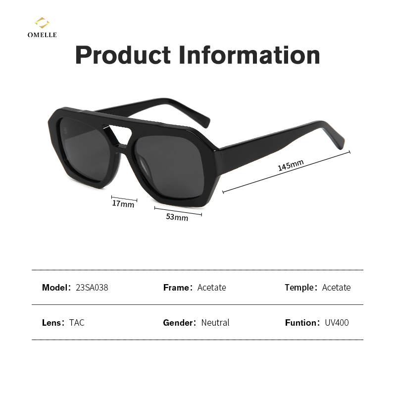 Luxury Matte Rectangle Acetate Frame Sunglasses Laser-Etched Logo Durable Eyeglasses for Cycling, Running &amp; Active Summer Gifts