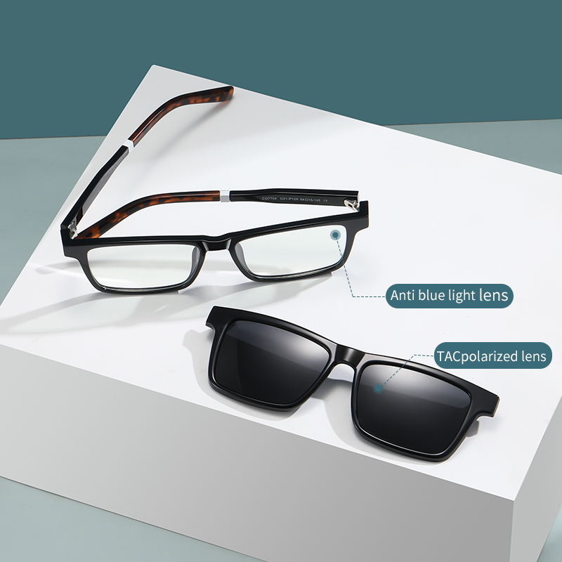 Ultra-light square Frame Sunglasses Magnet Clip on Uv Protection Fashionable Polarized Sunglasses