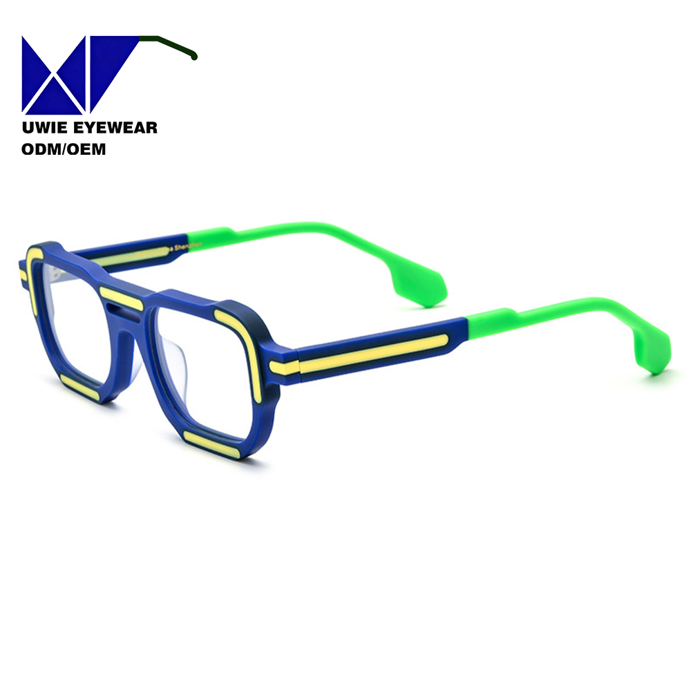 Borregls Multicolor Matte Acetate Unisex Patchwork Full-Frame Square Optical Glasses Frame 2025 Fashion Retro Eyewear 19405