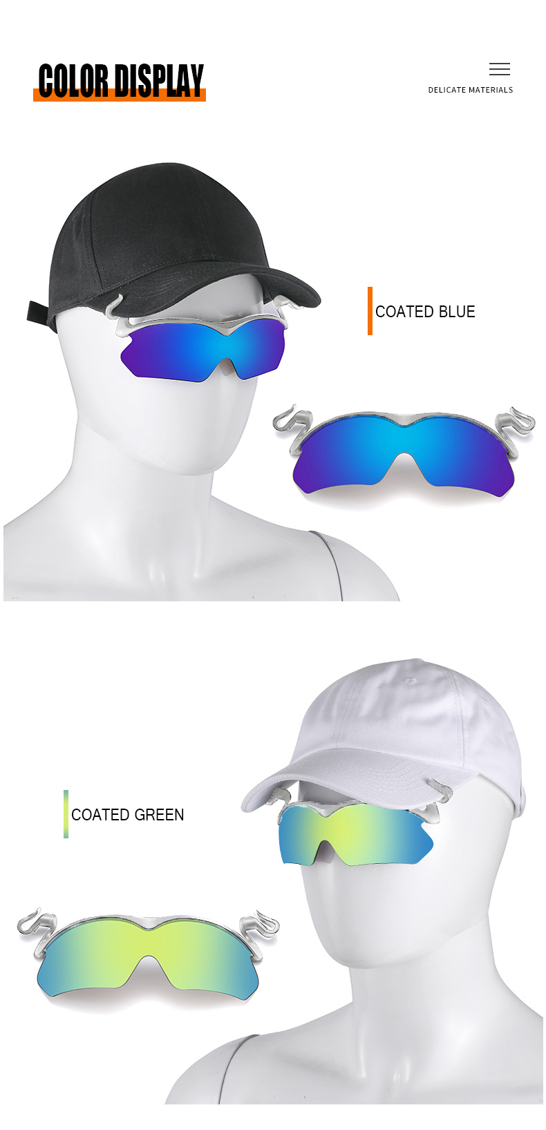 Mirror Coating Clip on Hat Cap Polarized Sunglasses for Fishing Traveling Custom LOGO Clip on Sunglasses