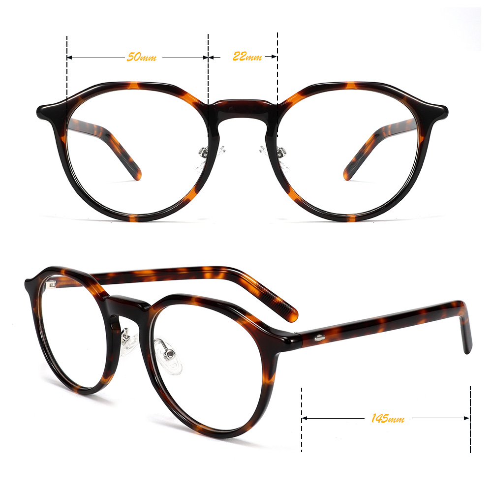 Round Eyeglasses Vintage Retro Tortoise Acetate Optical Glasses With Rubber Nose Pad Classic Eyeglasses Unisex For Men And Women