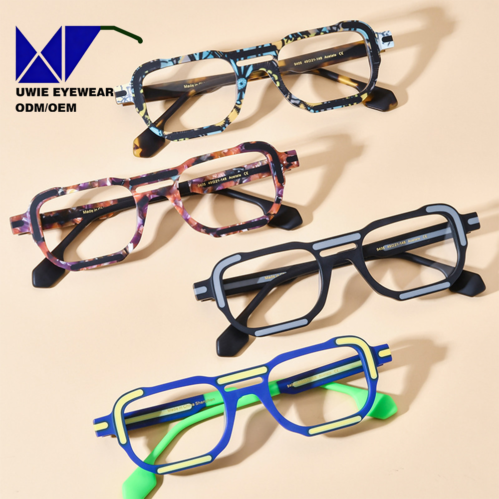 Borregls Multicolor Matte Acetate Unisex Patchwork Full-Frame Square Optical Glasses Frame 2025 Fashion Retro Eyewear 19405