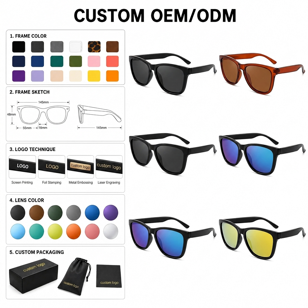Factory Custom Logo Polarized Trendy Sunglasses 2026 Classic Wholesale Shade Sunglasses UV400 Outdoor SunGlasses for Men Women