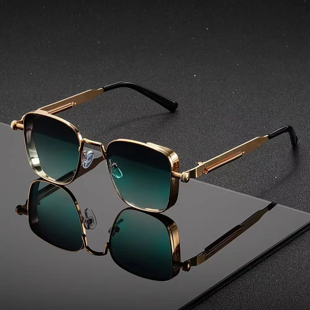 New Retro Square-Frame Steampunk Metal UV400 Sunglasses Unisex Versatile European And AmericanStyle Personalized Shades