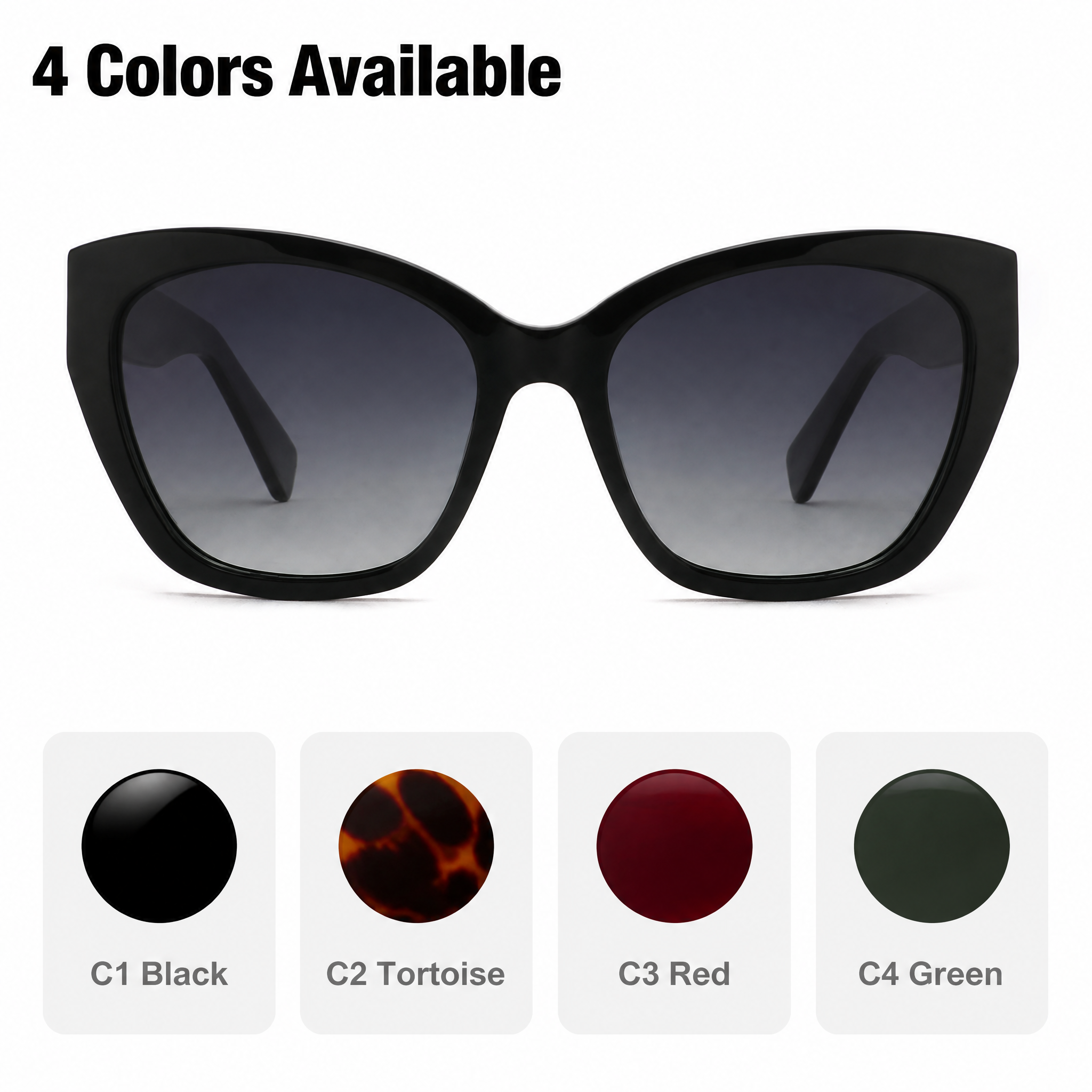 Acetate Cat Eye Sunglasses for Women Vintage Retro Gradient Lens Fashion Sunglasses Oversized Frame Sun Glasses