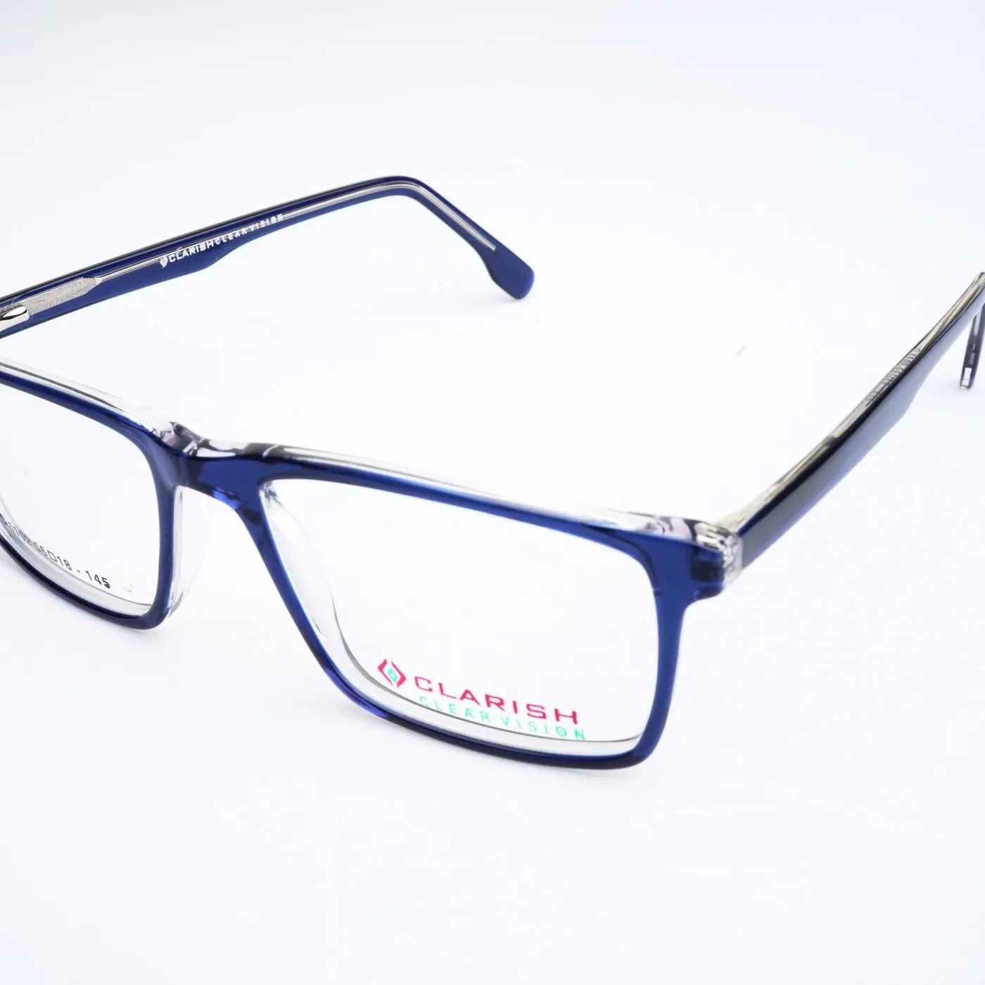 Clarish C.1102 rectangular cellulose acetate designer spectacle frame front profile