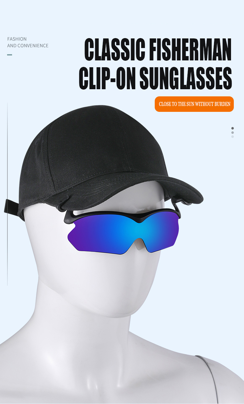 Mirror Coating Clip on Hat Cap Polarized Sunglasses for Fishing Traveling Custom LOGO Clip on Sunglasses