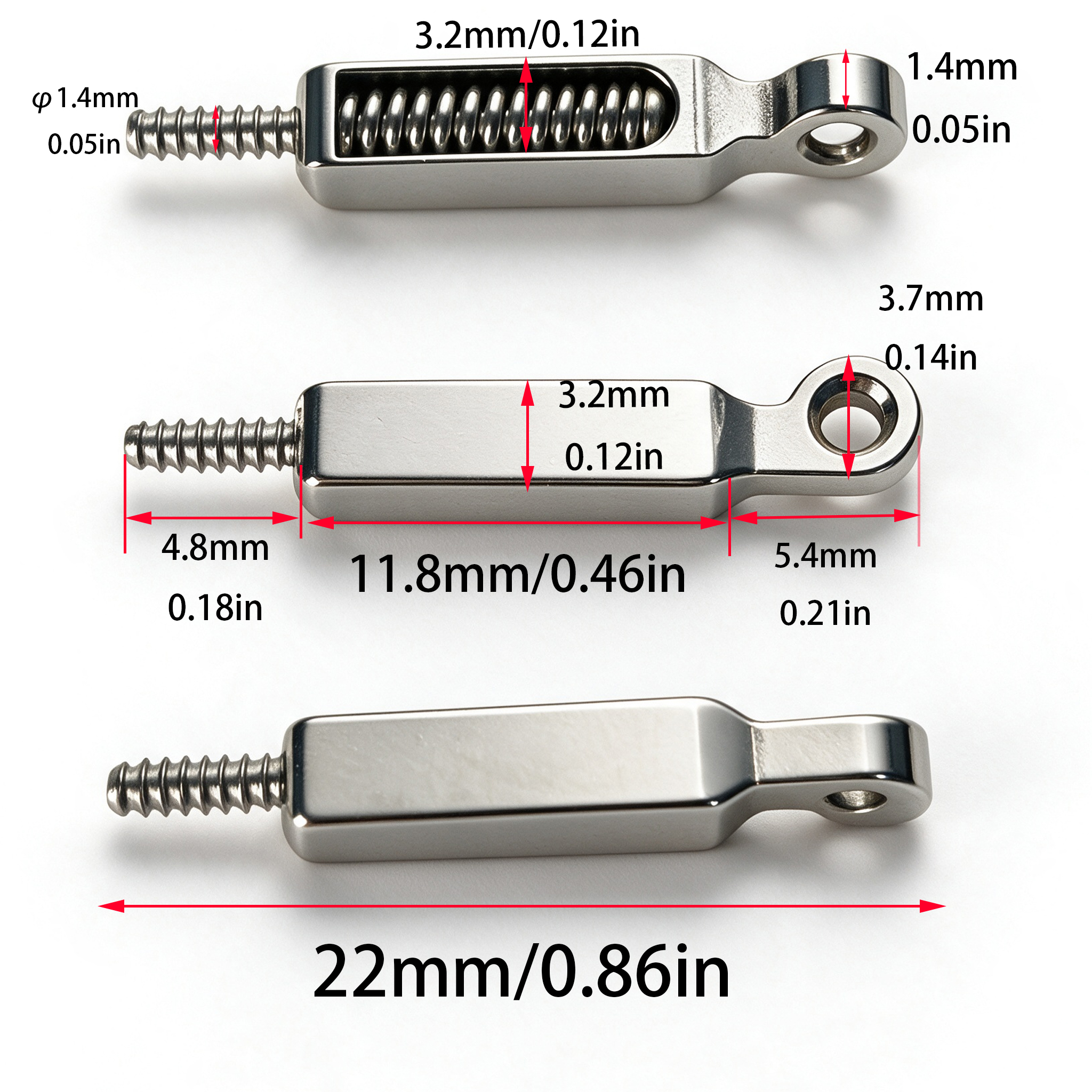 Eyeglass Accessories Spring Hinges, Stainless Steel, 1.4mm &amp; 1.8mm Tooth Thickness, Fit for PC &amp; TR90 Frames