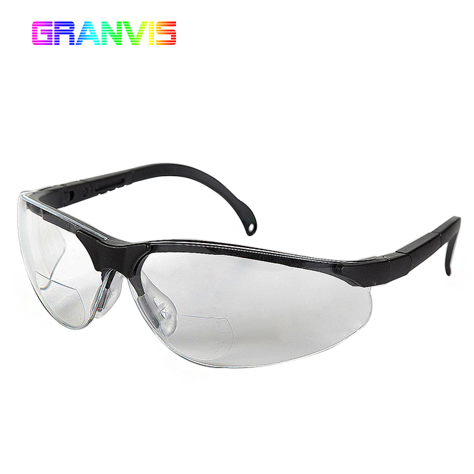 Indoor/Outdoor Bifocal Prescription Safety Glasses, Adjustable Temples in Length and Angle