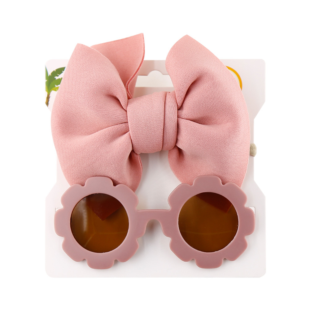 Wholesale Plastic Flower Children Round Girls Kids Sunglasses With Hair Band