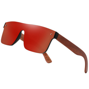 Trendy Oversized Colorful UV400 Polarized Wooden Sunglasses