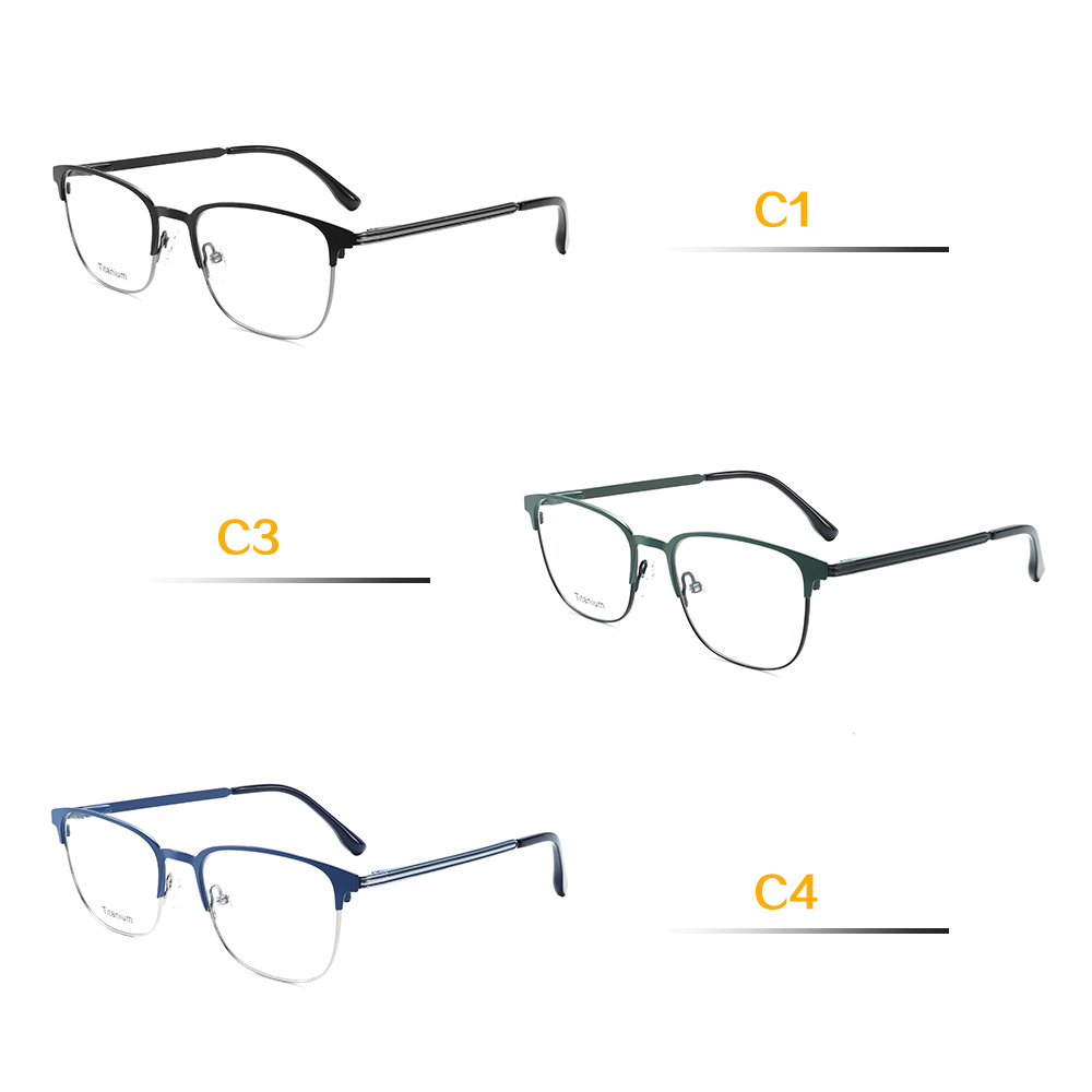 High Quality Blue Colored Plating Pure Titanium Eyeglasses Frames Men's Business Style Good Quality High Level Spectacle Frame
