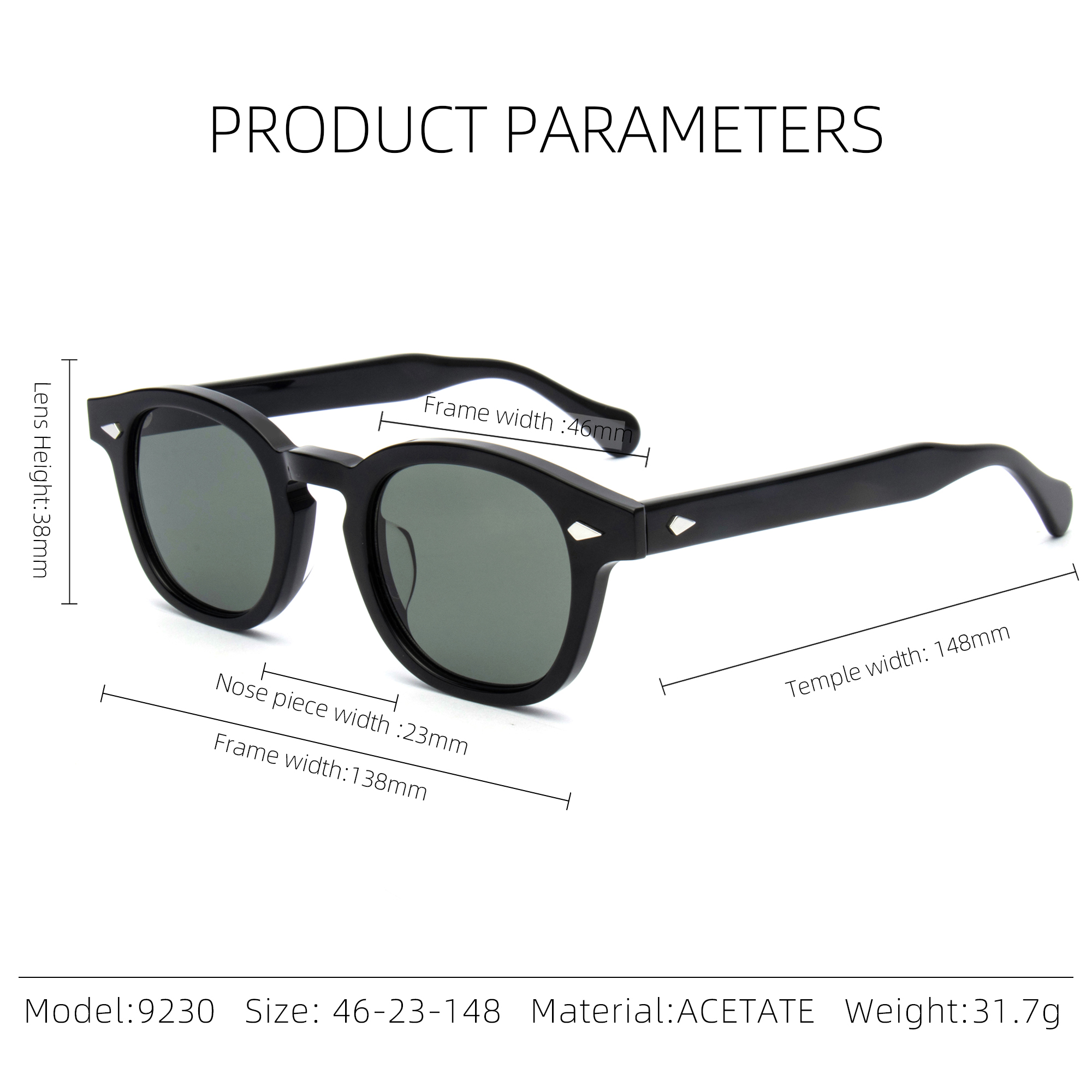 Round Gradient Frame Color Sun Glasses Mazzucchelli Handmade Vintage Classic Acetate Sunglasses