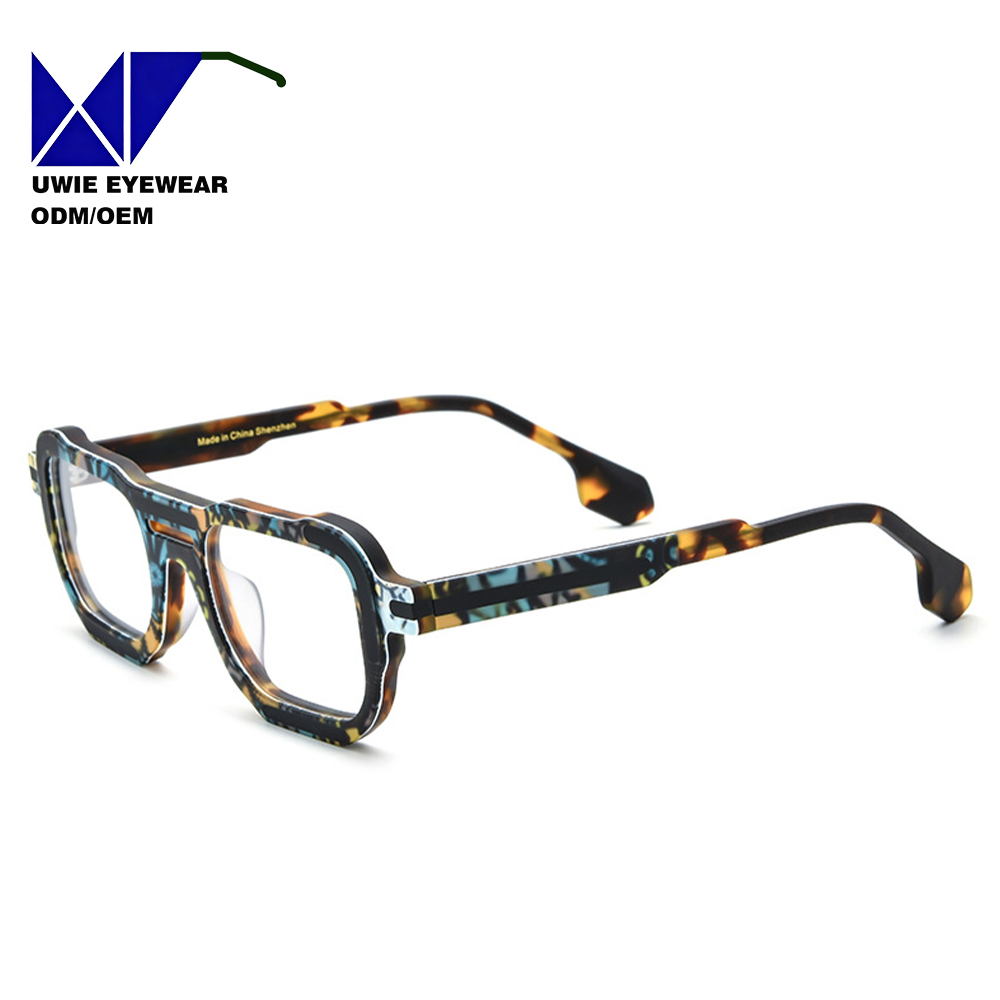 Borregls Multicolor Matte Acetate Unisex Patchwork Full-Frame Square Optical Glasses Frame 2025 Fashion Retro Eyewear 19405
