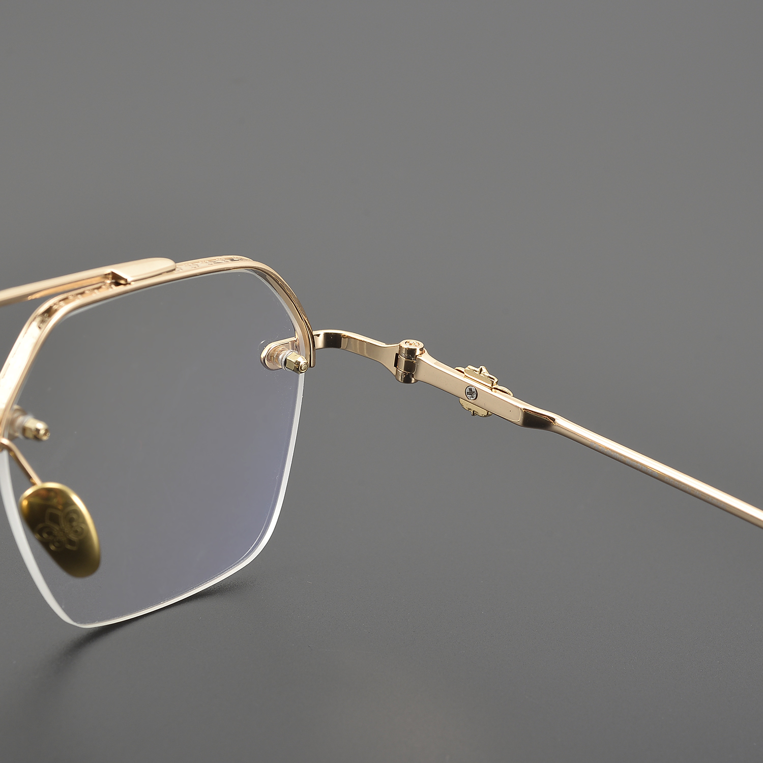 Polygonal Half Frame Pilot Gold Black Aesthetic Online Corrective Custom Logo Double Bridge Eye Glasses Adults Lightweight