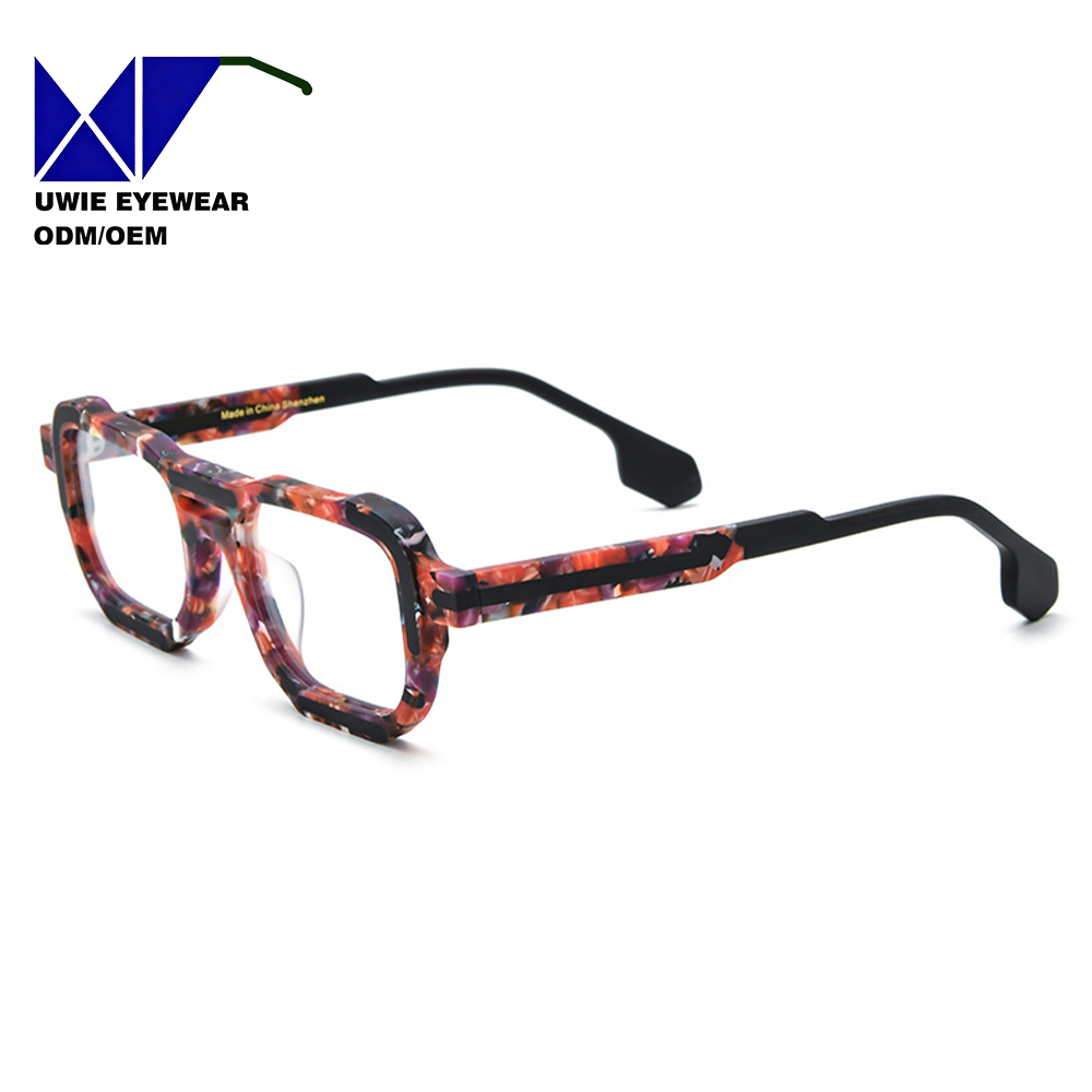 Borregls Multicolor Matte Acetate Unisex Patchwork Full-Frame Square Optical Glasses Frame 2025 Fashion Retro Eyewear 19405