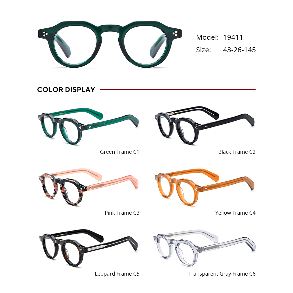 Borregls Acetate Optical Glasses Frame for Men New Brand Designer Vintage Retro Round Eyeglasses Women Spectacles Eyewear 19411