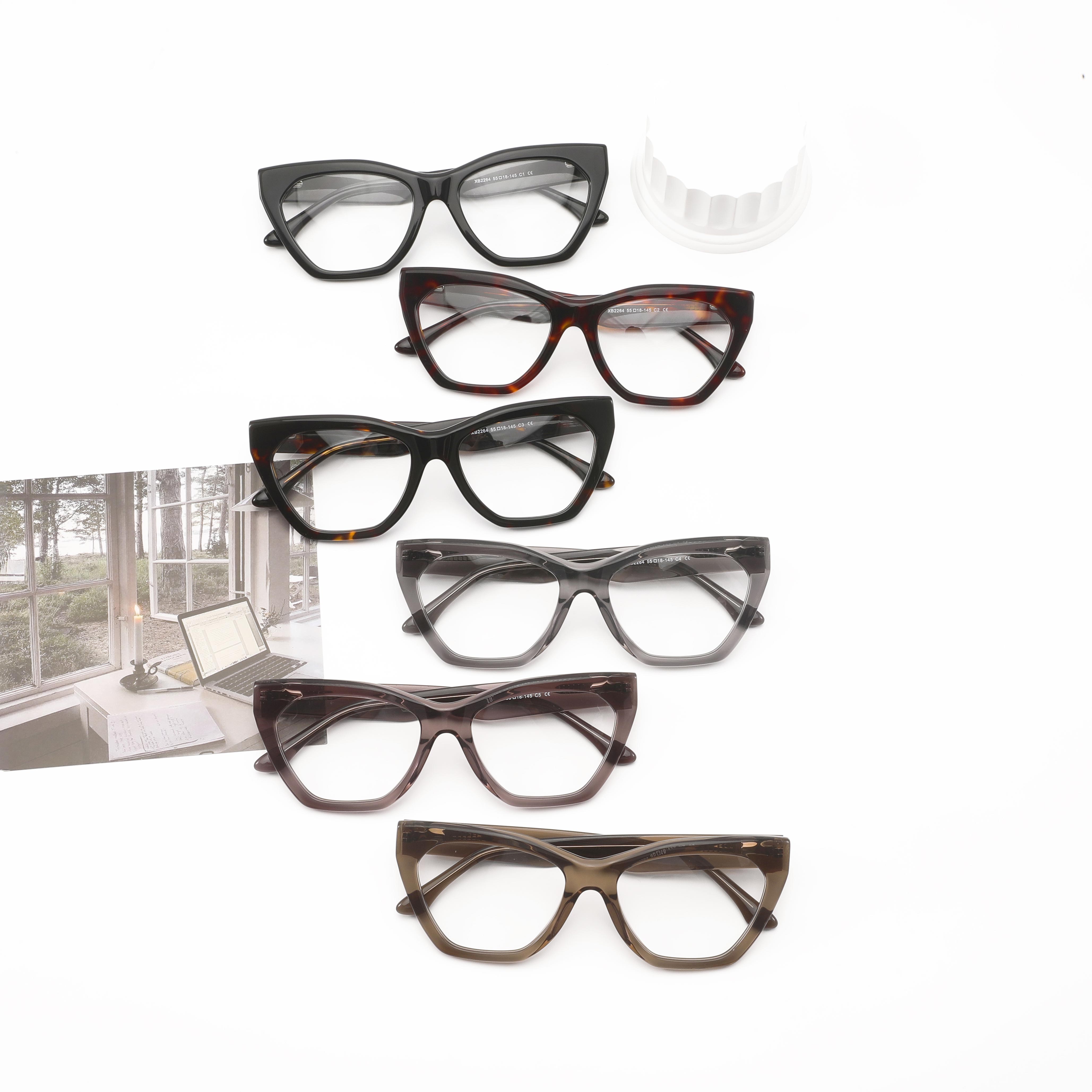 Trendy Eyeglasses Cat Eye Acetate Optical Glasses Frames Wenzhou Factory Ladies Black Acetate Spectacle Frames For Women