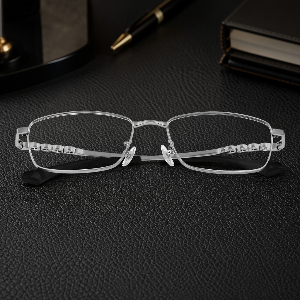 Wholesale Custom Logo IP Titanium Retro Vintage Classic Silver Metal Eyeglasses Frames Optical Frames Optics Men Kacamata