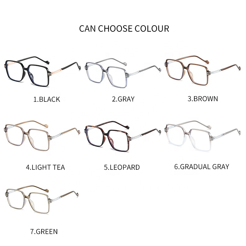 New Metal Large Square Frame Eyeglasses Photogrey Optical Frame Anti Blue Light Eyewear Fashion High Quality TR90 Eyeglasses