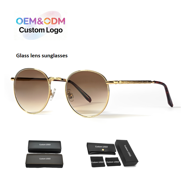 2026 New Fashion Retro Circular Sunglasses Luxury Metal Frame Custom UV400 Protective Wholesale Glass Sunglasses