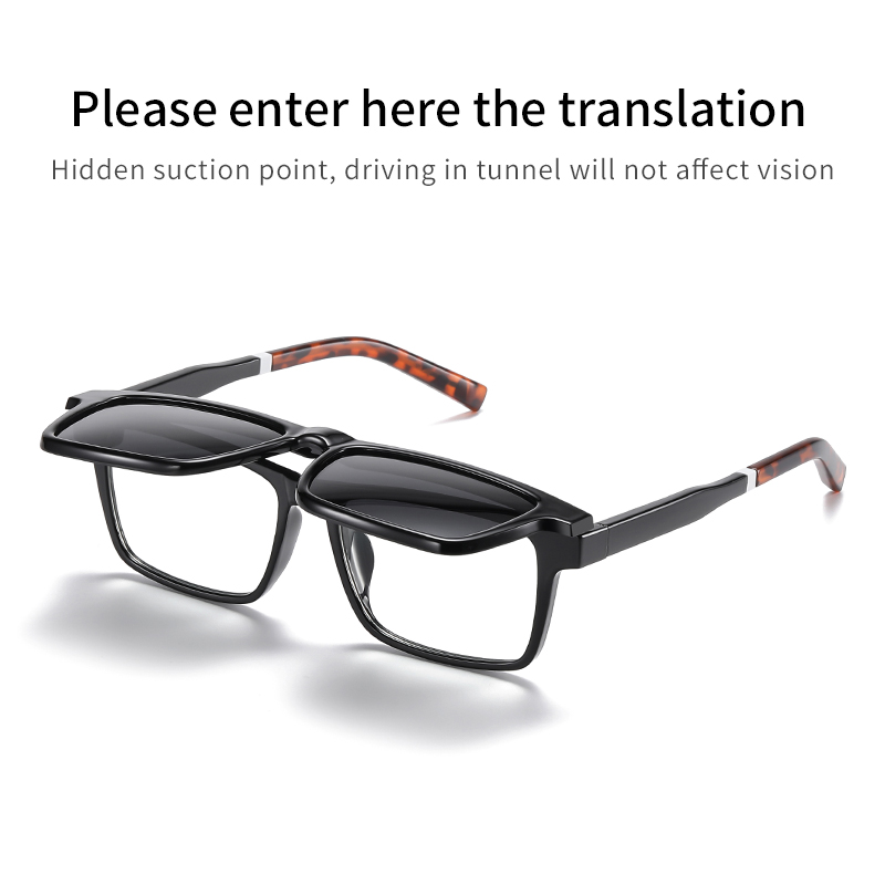 Ultra-light square Frame Sunglasses Magnet Clip on Uv Protection Fashionable Polarized Sunglasses
