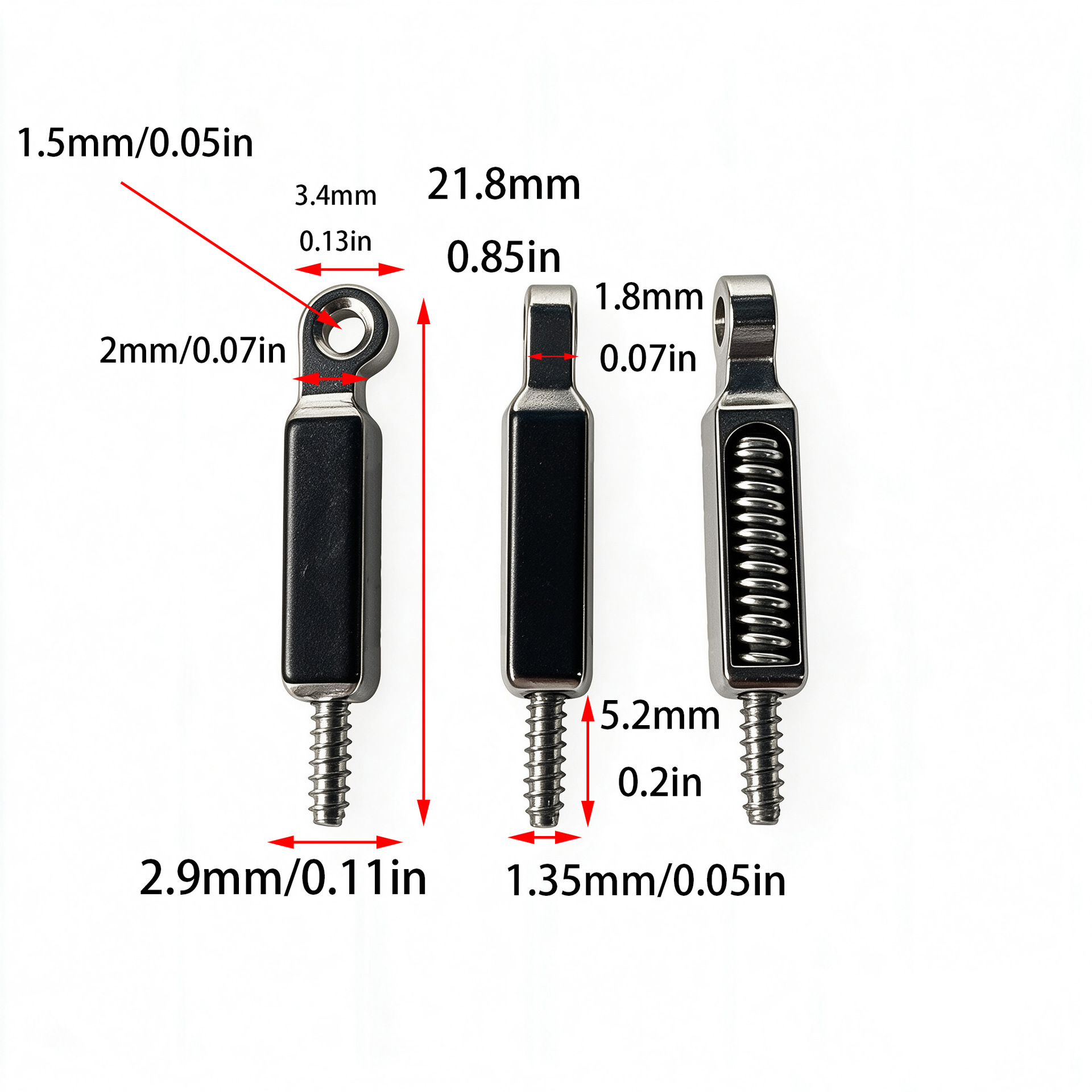 Eyeglass Accessories Spring Hinges, Stainless Steel, 1.4mm &amp; 1.8mm Tooth Thickness, Fit for PC &amp; TR90 Frames