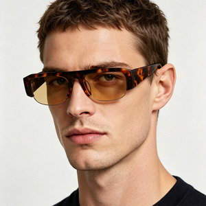 Summer Wholesale Designer Matte Black Half Frame Acetate Sunglasses