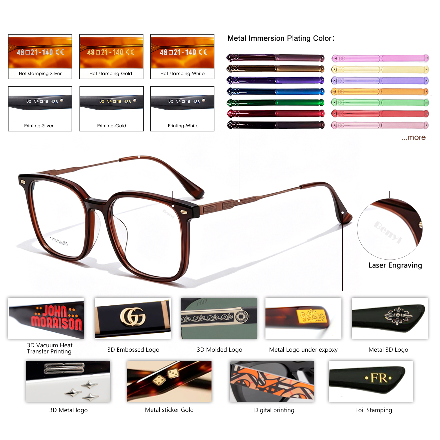 Wholesale Optical Eyeglasses Frame Glasses Metal and Acetate Combination With Metal Quality Hinge Optical Frames