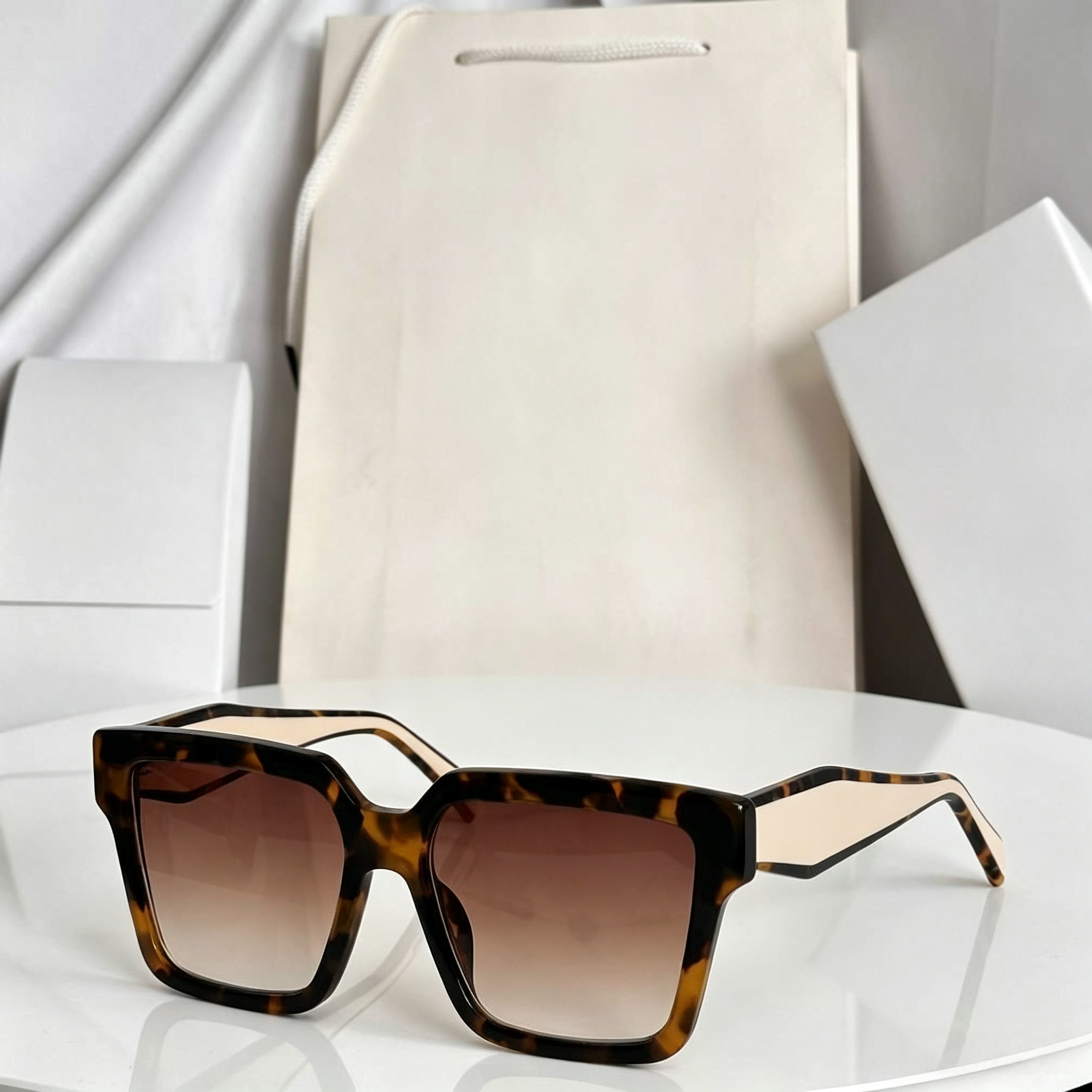Trendy New Fashion Design Square Polarized Acetate Full Rim Gradient Unisex Sunglasses Orange Tac % UV Protection Outdoor