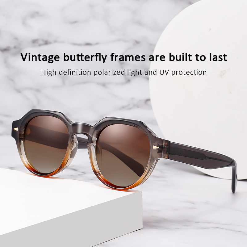 Retro Fusion Vintage Rounds Acetate Sunglasses with Modern Edge Gradient Shades for Men and Women Vintage Oval-shaped Sunglasses