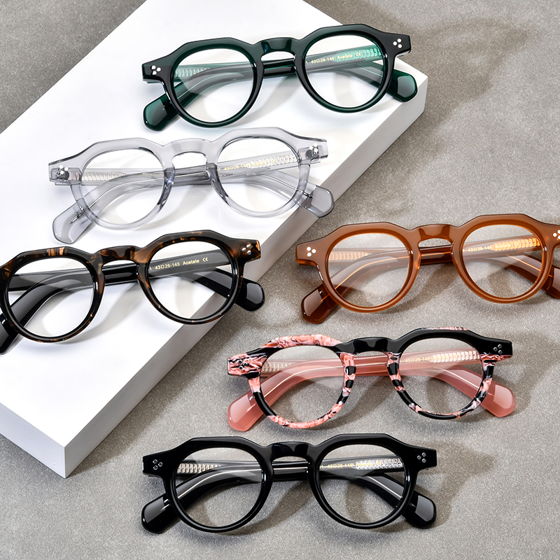 Borregls Acetate Optical Glasses Frame for Men New Brand Designer Vintage Retro Round Eyeglasses Women Spectacles Eyewear 19411