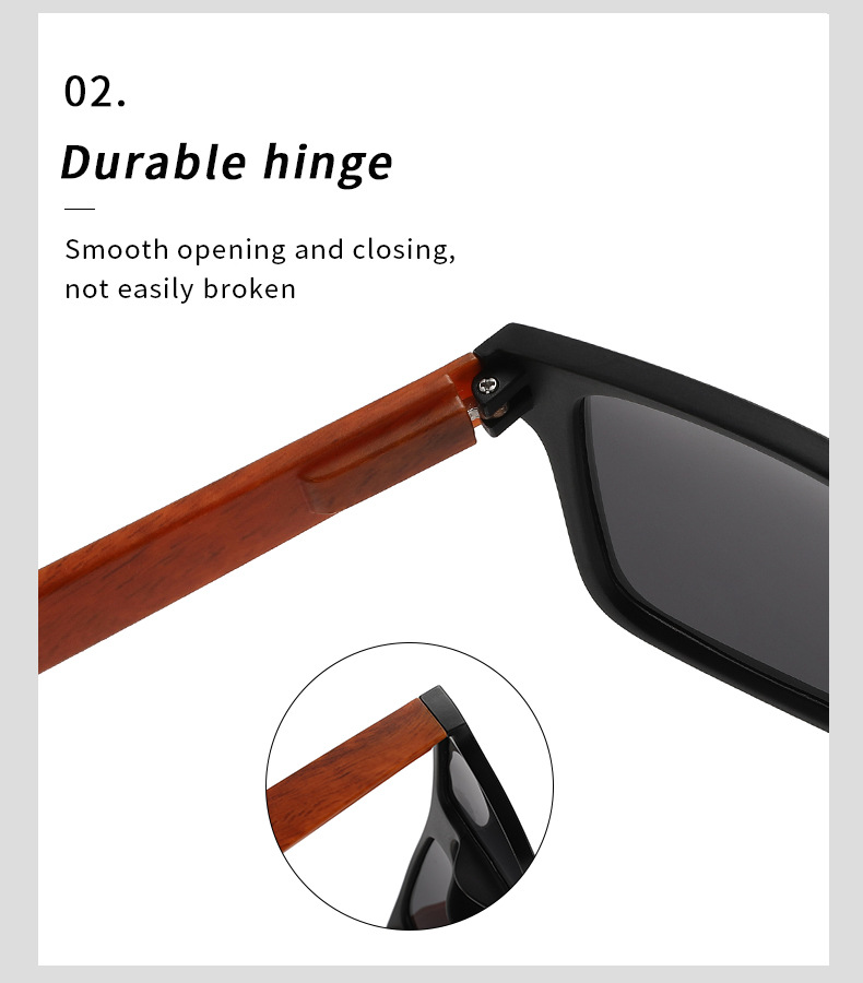 2026 Trendy Temple Oversized Colorful UV400 Polarized Wooden Sunglasses