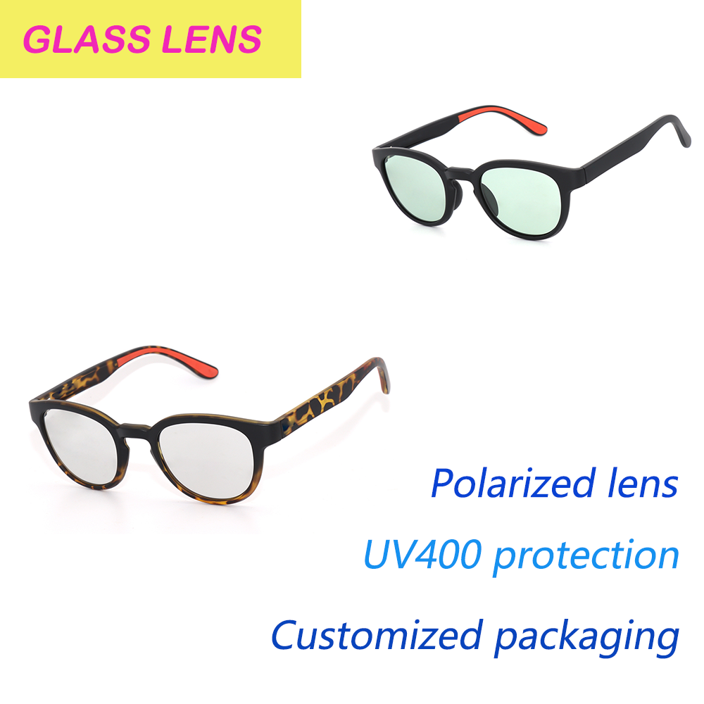 Custom TAC Colored TR90 Round Sunglasses Ladies High Quality Full Rim UV400 Polarized Glass Lens Light Weight Frame Comfortable