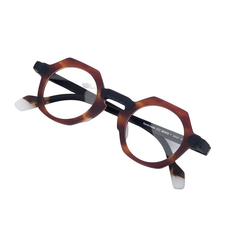 Fashionable Matte Acetate Optical Spectacles Vintage Oval Eyeglasses Patchwork Design for Men Women Retro Eyewear for Wearing