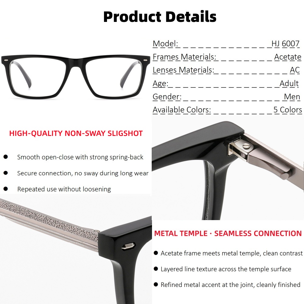 Customization High-end Classic Acetate Optical Glasses Durable Handcrafted Rectangle Eyeglasses Frames For Daily Wear OEM/ODM