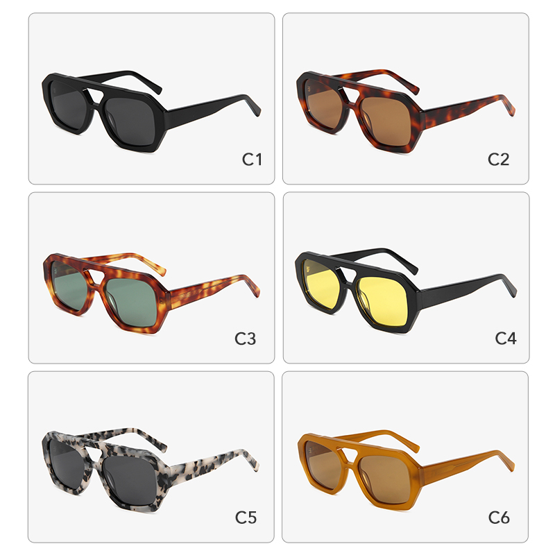Luxury Matte Rectangle Acetate Frame Sunglasses Laser-Etched Logo Durable Eyeglasses for Cycling, Running &amp; Active Summer Gifts