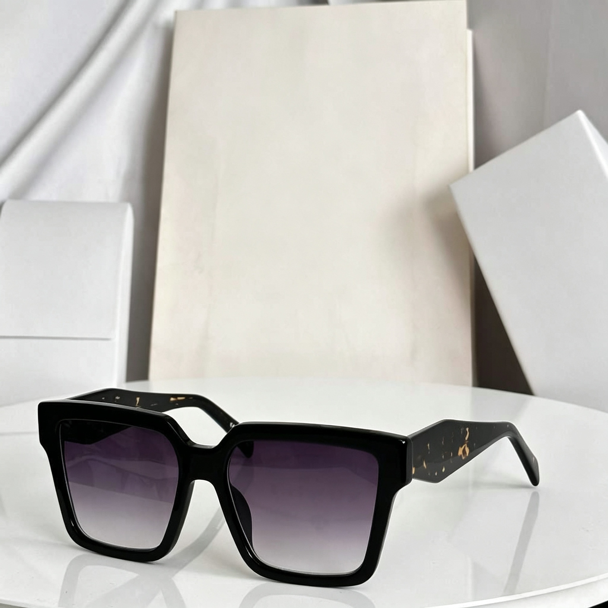 Trendy New Fashion Design Square Polarized Acetate Full Rim Gradient Unisex Sunglasses Orange Tac % UV Protection Outdoor