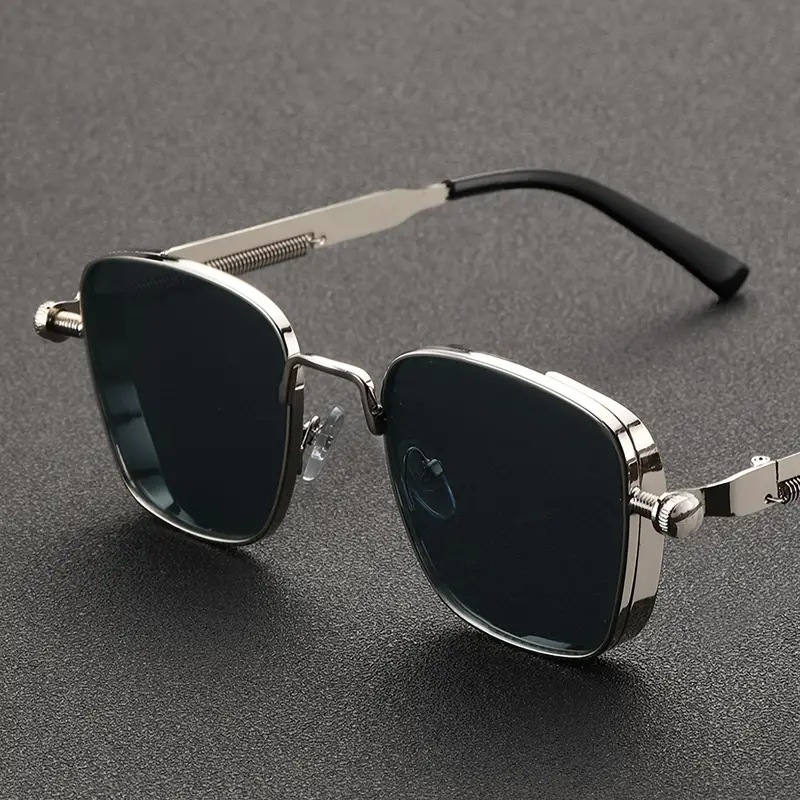 New Retro Square-Frame Steampunk Metal UV400 Sunglasses Unisex Versatile European And AmericanStyle Personalized Shades