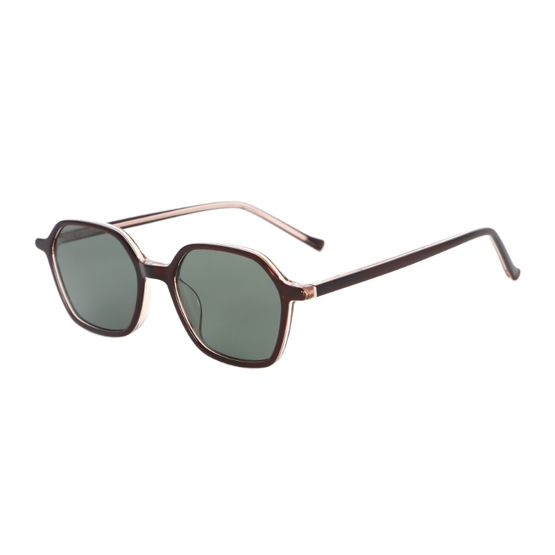 Vintage Photochromic Gradient Full Rim Sunglasses High Quality Hexagon Acetate Custom Logo UV Protection Lightweight Durable