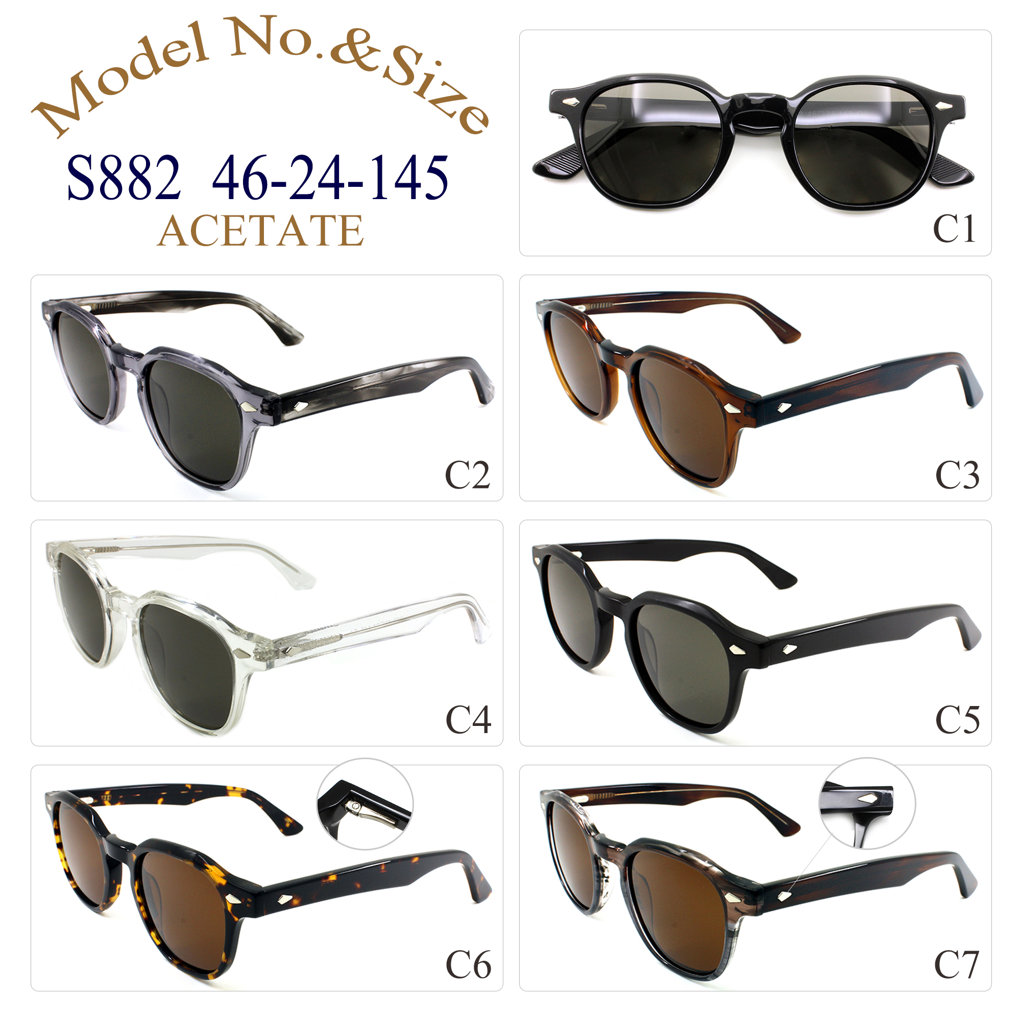 Guangzhou Classic Acetate Hinges for Optical Frames Light Blocking Eyeglasses Sports Sunglasses