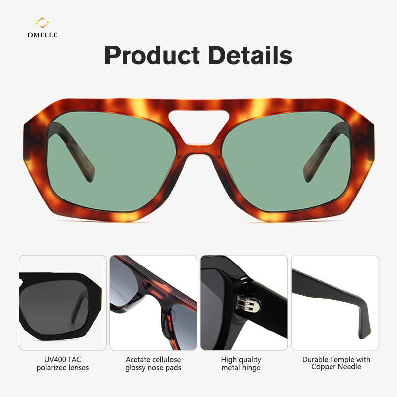 Luxury Matte Rectangle Acetate Frame Sunglasses Laser-Etched Logo Durable Eyeglasses for Cycling, Running &amp; Active Summer Gifts