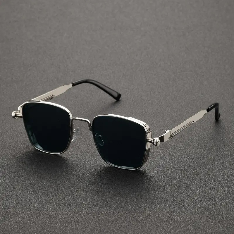 New Retro Square-Frame Steampunk Metal UV400 Sunglasses Unisex Versatile European And AmericanStyle Personalized Shades