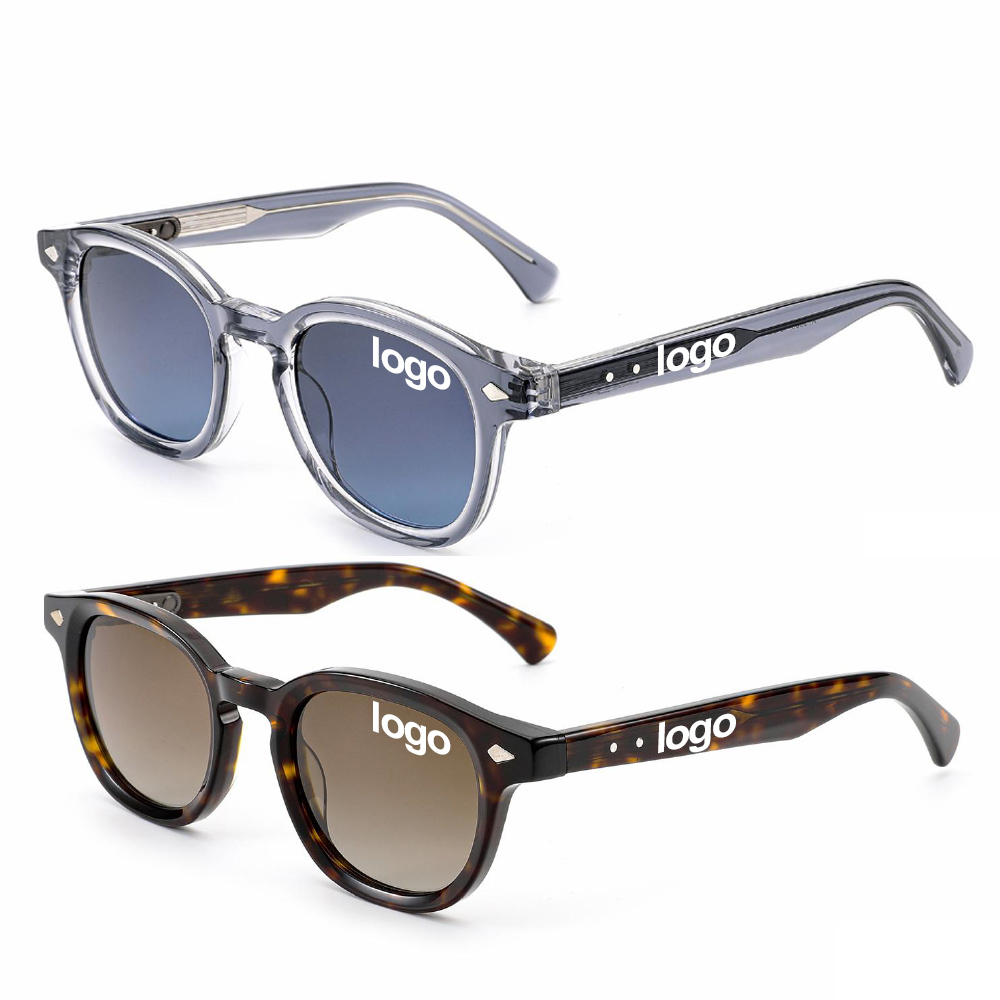2026 Retro Women'S Tac Lens Custom Sunglasses Blue Gradient Men Bulk Handmade Round Frame Glasses Acetate Sunglasses