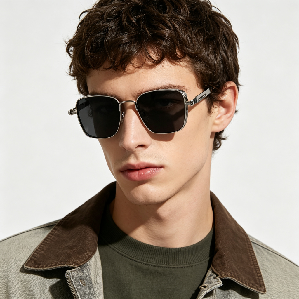 New Retro Square-Frame Steampunk Metal UV400 Sunglasses Unisex Versatile European And AmericanStyle Personalized Shades