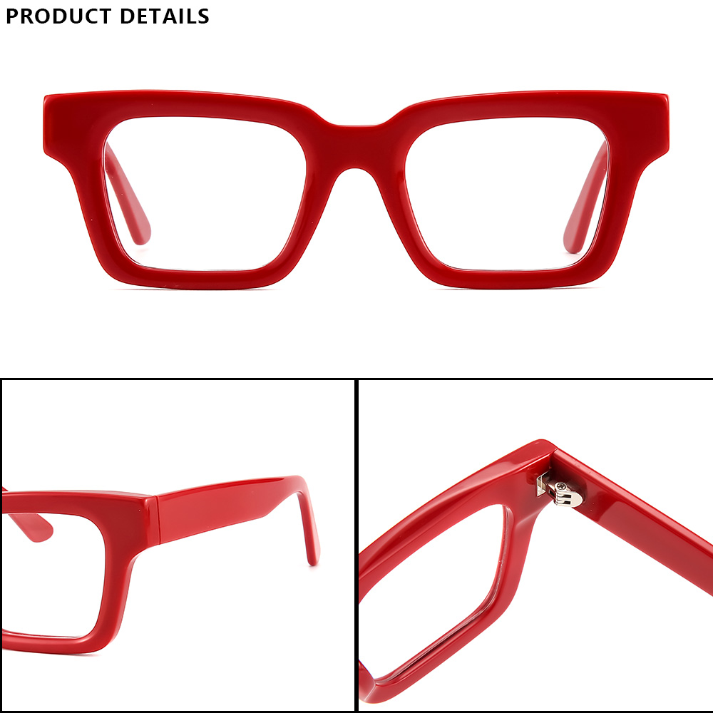 Acetate Eyeglass Frames Bold Thick Matte Black Geometric Square Eye Glass Luxury Handcrafted Durable Frames for Eyeglasses